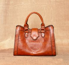 Handcrafted Caramel Crunch Handbag Leather
